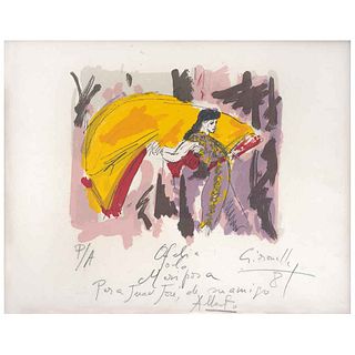 ALBERTO GIRONELLA, Ofelia olé Mariposa, Signed and dated 81, Serigraph P/A, 9.8 x 12.5" (25 x 32 cm) image  /  15.1 x 19.2" (38.5 x 49 cm) paper | ALB