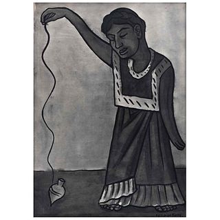 DIEGO RIVERA, Tehuana bailando el trompo, Signed and dated 1936 impresa, Offset lithograph w/o print number, 14.9 x 11" (38 x 28 cm) | DIEGO RIVERA, T