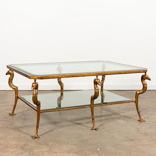 EMPIRE STYLE GILT METAL & GLASS COCKTAIL TABLE