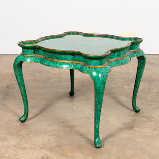 QUEEN ANNE-STYLE FAUX MALACHITE OCCASIONAL TABLE