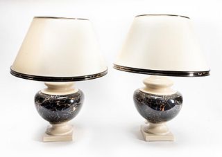 PAIR, MARIONI PAOLO FAUX MARBLE TABLE LAMPS