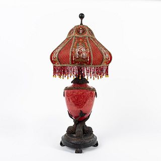 MAITLAND SMITH STYLE RED MARBLEIZED GLASS LAMP