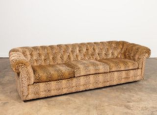 LEOPARD UPHOLSTERED CHESTERFIELD THREE-SEAT SOFA