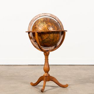 HAND-ILLUSTRATED TERRESTRIAL GLOBE ON STAND