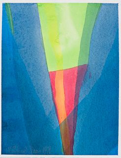 Haas, Willibrord Leuchtender Spalt. 1998. Aquarell auf Bütten. 39,2 x 30,2 cm (40,8 x 32,0 cm). Handsigniert und datiert, zusätzlich verso handsignier