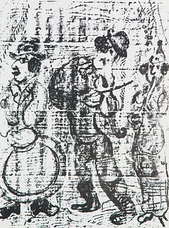 Chagall, Marc Le clown amoureux/Devant le Tableau/Les musiciens vagabonds/Le couple à l'arbre 4 Lithographien aus Chagall Lithograph III. 1963. Lithog