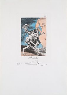 Dalí, Salvador Les Caprices de Goya de Dalí. 1977. Sammlung von 21 Blatt. Kaltnadelradierungen über Heliogravuren mit Pochoir auf Rives-Bütten. Platte