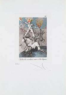 Dalí, Salvador Les Caprices de Goya de Dalí. 1977. Sammlung von 31 Blatt. Kaltnadelradierungen über Heliogravüren mit Pochoir auf Rives-Bütten. Platte