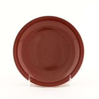 CHINESE COPPER-RED GLAZED PORCELAIN PLATE