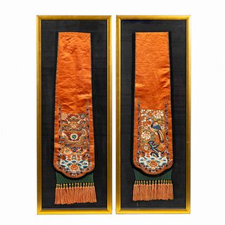 PR, CHINESE DRAGON & PEACOCK EMBROIDERY PANELS