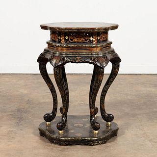 CHINESE BLACK LACQUERED & GILT CLOUD TEA TABLE