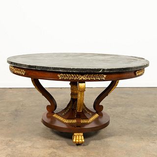 BAKER CENTER TABLE WITH FAUX PAINTED MARBLE TOP