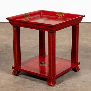 DESSIN FOURNIR RED FAUX LACQUERED JAPONESQUE TABLE