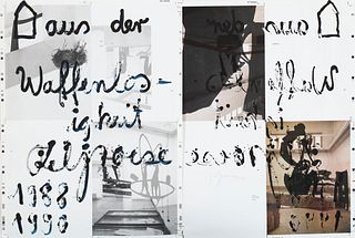 Droese, Felix Set aus 8 Arbeiten. 1985 - 1999. Mit 4 Aquatinten und 4 Offsetplakaten, 1 davon mit Acryl überarbeitet sowie 1 Arbeit mit Papierausschni