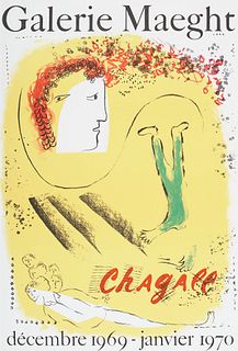 Chagall - nach, Marc Galerie Maeght, décembre 1969 - janvier 1970. 1969. Plakat zur Ausstellung. Farblithographie auf Papier. 64 x 48 cm (78 x 57 cm).