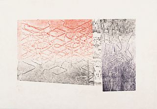 Fathwinter, d.i. Fred Alfred Theophil Winter Set aus 2 Graphiken. 1966 und 1967. Je Farbmonotypie auf Vergé. Blattmaß von 42,7 x 61,4 cm bis 43,4 x 61
