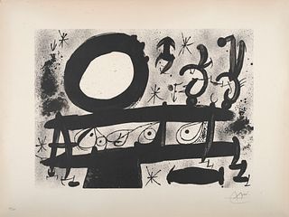 Miró, Joan Homenatge à Joan Prats. 1 Blatt aus der Folge. 1971. Lithographie auf Guarro-Papier. 54,5 x 75 cm (75 x 100 cm). Signiert und römisch numme