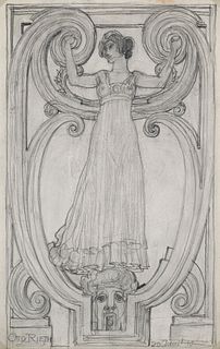 Rieth, Otto Sammlung von über 15 Zeichnungen. 1903 - 1911. Je Graphitzeichnung auf Papier, eine Arbeit auf Pergament. Blattmaße von 33 x 21 cm bis 37,