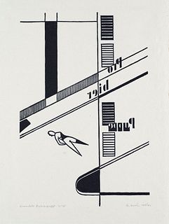 Arntz, Gerd Ermordete Probierpuppe. 1979. Holzschnitt auf chamoisfarbenem Japan. 36 x 24 cm (44 x 32,5 cm). Signiert, datiert, nummeriert und betitelt