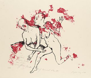 Hampel, Angela Dein kaltes Licht. 1987. Farblithographie auf cremefarbenem Bütten. 44 x 50 cm (51,5 x 60 cm). Signiert, datiert, bezeichnet sowie numm