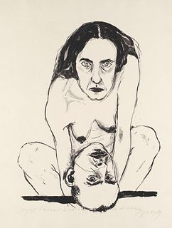 Hampel, Angela Weil du mich liebst wie ich dich liebe. 1989. Lithographie auf cremefarbenem Hahnemühle. 57,4 x 44 cm (70,5 x 53,5 cm). Signiert, datie