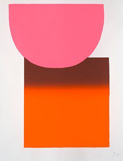 Geiger, Rupprecht Pink zu rot. 2003. Farbserigraphie auf cremefarbenem BFK Rives. 38,5 x 27 cm (43,5 x 34 cm). Signiert. Unter Glas gerahmt (ungeöffne