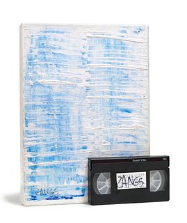 Zangs, Herbert Ich bin ein Macher. 1993 - 1994. Mit Ölfarbe überarbeitete Pappkassette mit einer Videodokumentation auf einer VHS Kassette. 40 x 29 cm