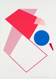 Stankowski, Anton o.T. (geometrische abstrakte Komposition). 1927/ 1991. Farblithographie auf chamoisfarbenem Papier. 35,7 x 28 cm (39 x 28 cm). Signi