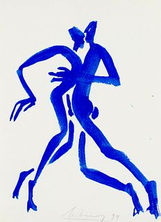 Leiberg, Helge Tanz im Kopf. 1992/1999. Aquarell auf Hahnemühle-Bütten. 32 x 23,5 cm. Signiert u. datiert "99". - Zusammen mit Multiple eines Plastisk