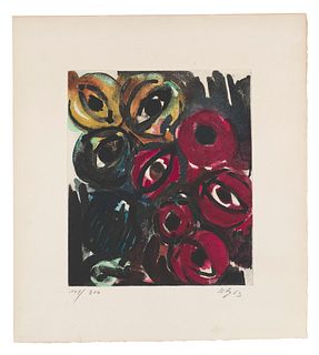 Nay, Ernst Wilhelm Farbaquatinta 1963 - 2 (NOR). 1963. Farbaquatinta auf chamoisfarbenem BFK Rives. 27,4 x 23,5 cm (41,5 x 37,4 cm). Signiert, datiert