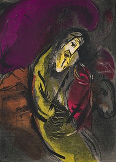 Chagall, Marc Set aus 2 Graphiken. 1956 - Mit 2 Farblithographien je auf Papier. Verso jeweils mit weiterer Lithographie. Blattmaße je 35 x 26 cm. Je 
