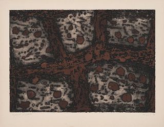 Music, Antonio Zoran Terre d'Istrie. 1959. Farbaquatintaradierung auf chamoisfarbenem Richard de bas. 40 x 56,5 cm (51,2 x 65 cm). Signiert, datiert u