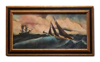 Feininger, Theodore Lux Midway Island. 1930. Öl auf Leinwand. 45,2 x 89,6 cm. Signiert "LUX" sowie verso auf dem Keilrahmen signiert und datiert. Im g