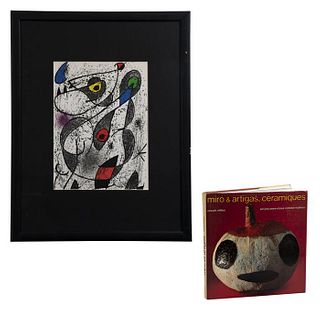 JOAN MIRÓ.  Sin título. Sin firma. Litografía sin número de tiraje y libro.Miró & Artigas Ceramics. Pzas: 2.