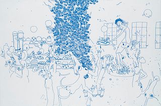 Shishkin, Dasha Set von 6 Graphiken und Künstlerbuch. 2012. Farbradierungen auf Hahnemuühle Bütten. Maße je 39 x 59,5 cm (39 x 59,5 cm). Jeweils verso