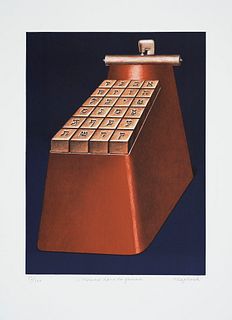 Klapheck, Konrad Le`homme dans la femme. 1986. Farblithographie auf Bütten. 61 x 45 cm (81,5 x 59 cm). Signiert, betitelt und nummeriert. - Farbsattes