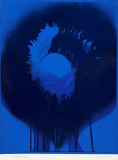 Piene, Otto Heseler Blue. 1971. Farbserigraphie auf Papier. 92,5 x 72 cm (96,5 x 72 cm). Signiert, datiert und bezeichnet als "Probedruck". - Entlang 