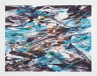 K.O. Götz Giverny. 1986. Farblithographie auf Bütten. 60 x 78,5 cm (70 x 90 cm). Signiert, datiert, nummeriert u. betitelt. Unter Plexiglas gerahmt un