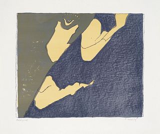 Lassnig, Maria Tag & Nachtgedanken. 1991. Farblithographie auf BFK Rives. 38,5 x 47 cm (50 x 59,5 cm). Signiert und als "Artistproof" bezeichnet uns z