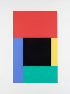 Monkiewitsch, Lienhard von Konstruktion und Empfindung. 20000. Farbserigraphie und Pigment auf chamoisfarbenem BFK Rives. 60,5 x 37,2 cm (79,5 x 59,5 
