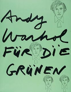 Warhol, nach Andy Andy Warhol für die Grünen. (1980). 2 Plakate. Je 101 x 77 cm. Serigraphie in Schwarz und Grün bzw. in Grün auf Papier. - 1 Blatt an