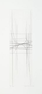 Ris, Günter Ferdinand Paysages architecturals. 1974. 5 Radierungen auf Zerkallbütten in Chromoluxmappe. 49,3 x 15 cm (65 x 28,5 cm). Je signiert, dati