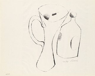 Bissier, Julius Heinrich Set aus zwei Arbeiten. Gefäße. 1963. Lithographien auf dünnem Bütten. Je 28 x 27 cm (36 x 29,5 cm). Je signiert und nummerier
