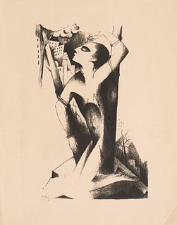 Graf, Gottfried Hl. Sebastian. (1921). Lithographie auf chamoisfarbenem Papier. 45 x 27,3 cm (58,7 x 46 cm). Signiert im Stein. - Mit einem kleinen ve