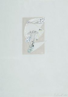 Redhardt, Sigrid o.T. 1985. 44 x 31 cm. Mischtechnik auf dünnem gräulichen Papier. Signiert u. datiert. Unter Glas gerahmt (ungeöffnet). - Sauberes Bl