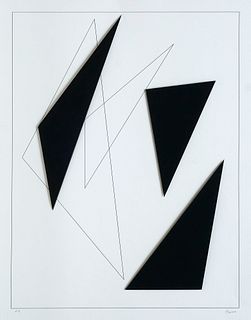 Claisse, Geneviève Composition géométrique. Relief aus schwarzen Acrylteilen auf leichtem Karton. Signiert und bezeichnet "e.a.". - In sehr gutem Zust