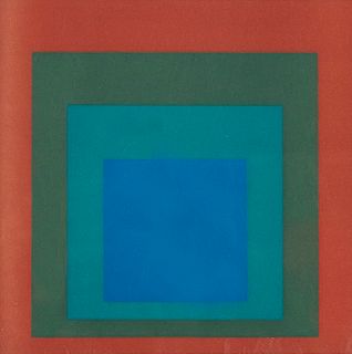   Portfolio von 7 Siebdrucken: Josef Albers, Crepuscular, Hommage to the Square, Max Bill, Zwei Farbgruppen mit dunkelquadratischen Ex-Centrum und Fel