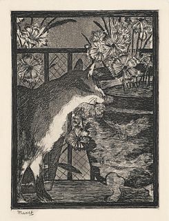 Manet, Edouard Katze und Blumen (Le Chat et Les Fleurs). Späterer Abzug nach dem Druck von 1869. Radierung und Aquatinta auf Papier. 17,3 x 13 cm (30 