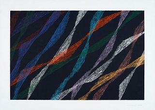 Dorazio, Piero o.T. 1989. Farbserigraphie auf cremefarbenem leichten Karton. 79,5 x 119 cm (99,5 x 138,5 cm). Signiert, datiert und nummeriert. - Part