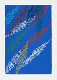 Dorazio, Piero o.T. 1989. Farbserigraphie auf cremefarbenem Bütten. 119 x 79,5 cm (99,5 x 138,5 cm). Signiert, datiert und nummeriert. - Partiell mit 